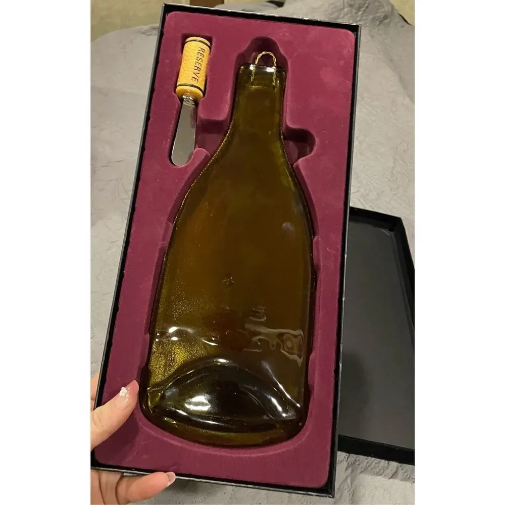 Wine Glass Cheese Platter and Spreader In Box